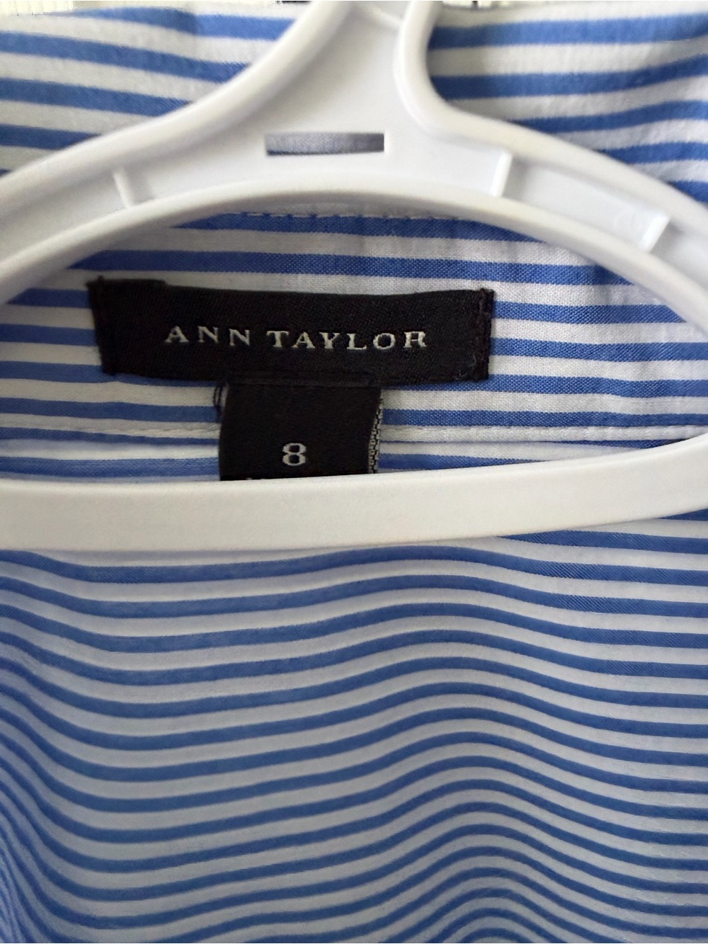 Ann Taylor Classic Blue Stripe Button-Down Shirt - Top - Picture 8 of 11